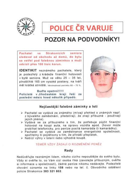 Policie varuje: Pozor na podvodníky i v našem městě! 